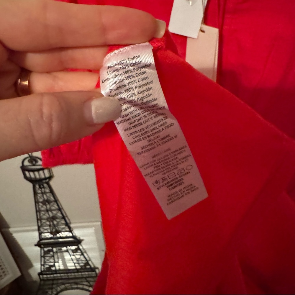 NWT Ciebon Eliza Embroidered A-Line Dress in Red Sz L - Picture 15 of 15